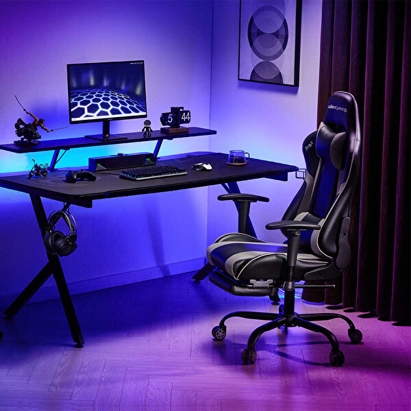 Adore Mobilya Gaming ProX Ergo Oyuncu Koltuğu - Gri/Siyah S.Deri 71x126-136x77.5 CM