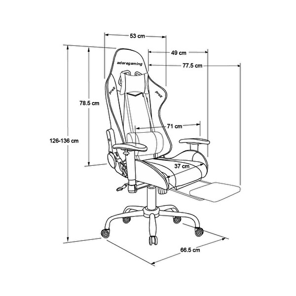 Adore Mobilya Gaming ProX Ergo Oyuncu Koltuğu - Koyu Gri Kumaş 71x126-136x77.5 CM