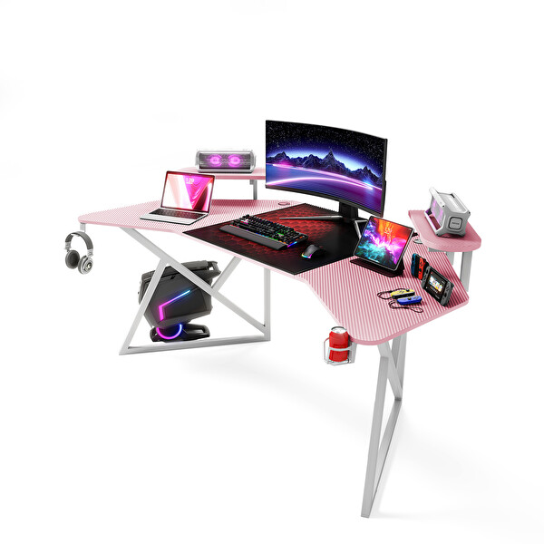 Karr Gaming Vortex Kanatlı 180x80 CM Oyuncu Masası Pembe