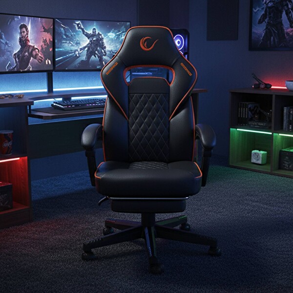 Rampage KL-R12 Lumos Deri Siyah-Turuncu Oyuncu Koltuğu