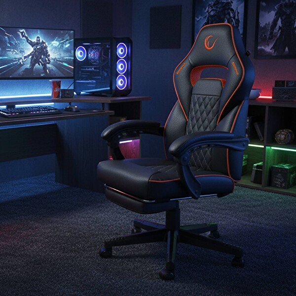 Rampage KL-R12 Lumos Deri Siyah-Turuncu Oyuncu Koltuğu