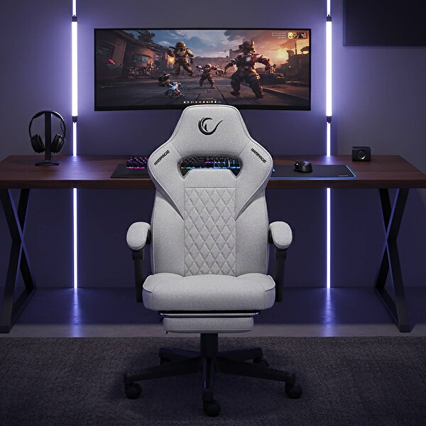 Rampage KL-R12 Lumos Terletmez Kumaş Gri Oyuncu Koltuğu