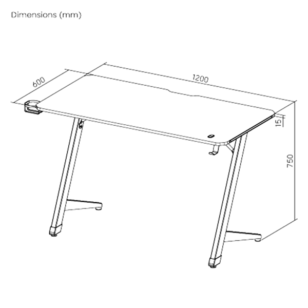 Viyero Axis Z-Ayak RGB Aydınlatma Karbon-Fiber Oyuncu Masası 15 MM 120x60x75 CM GD-12002E-6-BLK