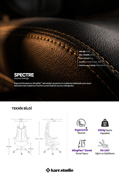 Karr Gaming Spectre Oyuncu Koltuğu Gri-Turuncu