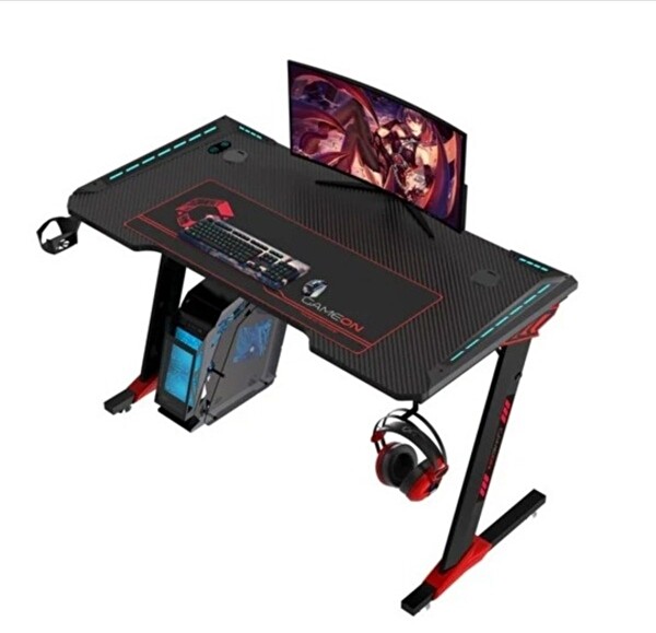 Gameon Raptor Il Serisi Z Şeklinde RGB Akıcı Işıklı 140-60-72 CM - 800×300×3 MM Oyun Masası