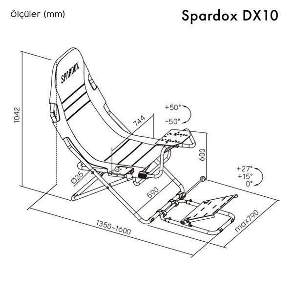 Spardox DX10 Katlanabilir Yarış Simülatörü Kokpiti