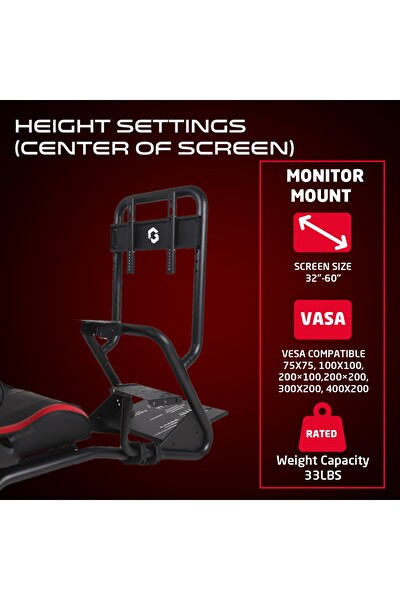 Gameon GOMPRX-6013 Master Pro X Yarış Oyun Simülörü Kokpiti Kırmızı Siyah
