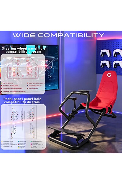 Gameon GOFPR-6021 Flex Pro Yarış Oyun Simülatörü Kokpiti - Kırmızı Siyah