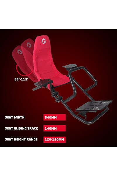 Gameon GOFPR-6021 Flex Pro Yarış Oyun Simülatörü Kokpiti - Kırmızı Siyah