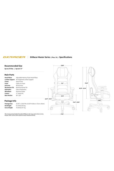 DXRacer Master Serisi XL Mikrofiber Suni Deri 4D Kolçaklı Oyuncu Koltuğu Siyah