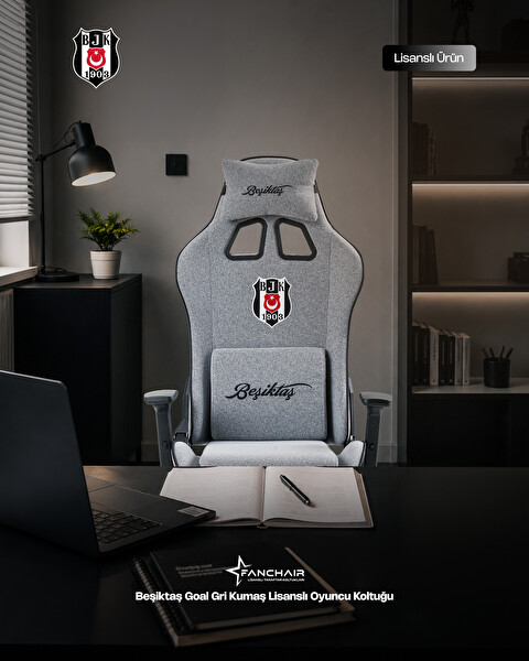 Fanchair x Beşiktaş Goal Gri Kumaş Lisanslı Oyuncu Koltuğu