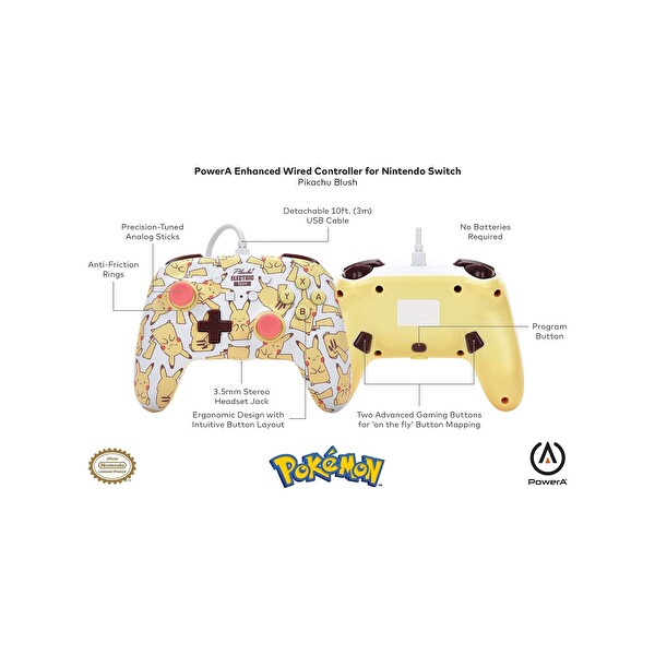 PowerA Pikachu Blush Nintendo Switch Lisanslı Kablolu Oyun Kolu