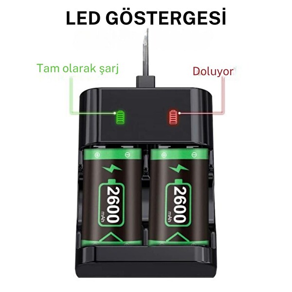 Cosmostech XBOX Series S ve X / X-ONE ve S Controller Dual Charging Station Çoklu 2600 mAh 2 Adet Bataryalı Şarj Kiti X018
