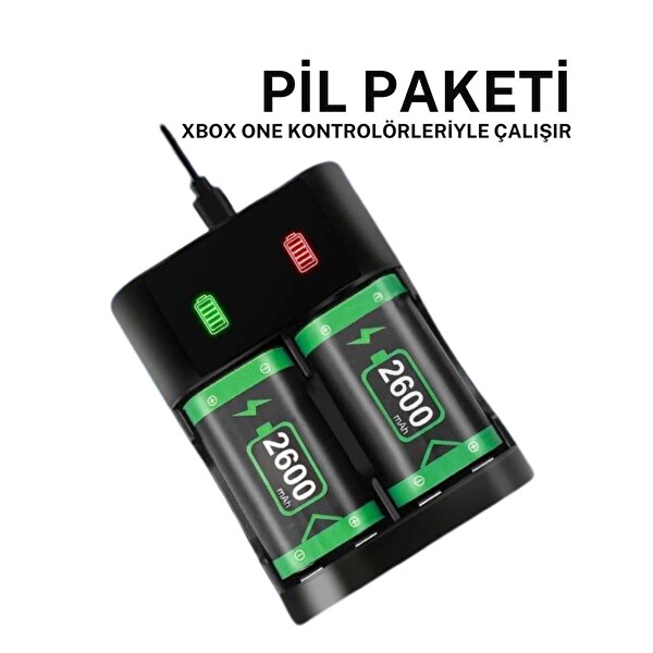 Cosmostech XBOX Series S ve X / X-ONE ve S Controller Dual Charging Station Çoklu 2600 mAh 2 Adet Bataryalı Şarj Kiti X018