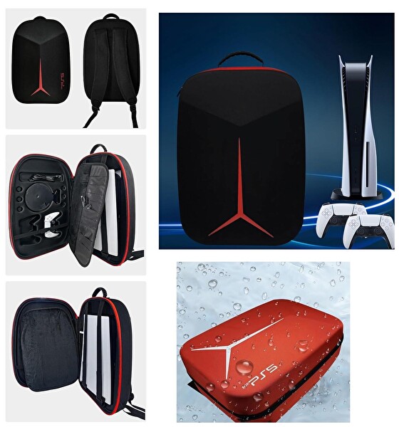 Cosmostech Deadskull PS5 CD ve Dijital Model Konsol Sırt ve El Ergonomik Seyahat Taşıma Çantası Siyah