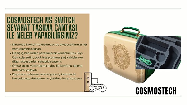 Cosmostech NS Switch V1 V2 OLED Konsolları için Aksesuar Büyük Boy Seyahat Taşıma Çantası