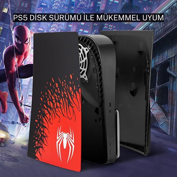 Cosmostech PS5 CD Sürüm Uyumlu Spider - Man 2 Desenli Konsol Faceplate Shell Covers Kapakları