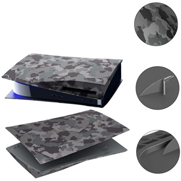 Cosmostech PS5 Dijital Sürüm Uyumlu - Army Kamuflaj Desenli Konsol Faceplate Shell Covers Kapakları