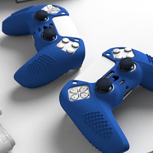 Cosmostech PS5 Controller Joystick Oyun Kolu Gamepad Uyumlu Silikon + 8'li Analog Koruyucu Mavi