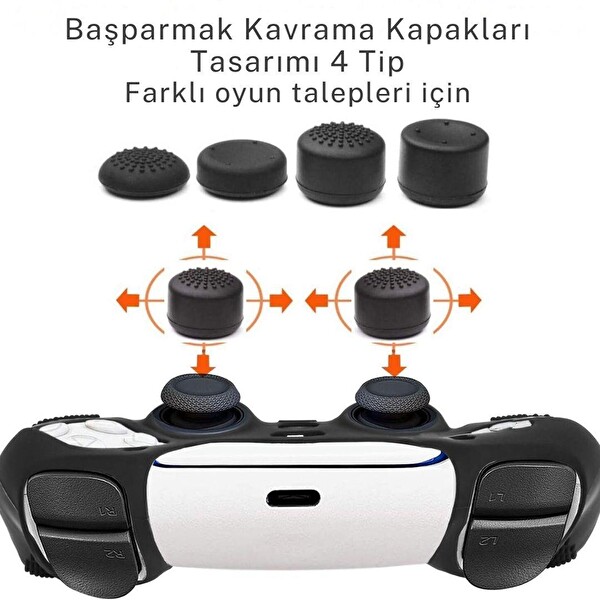 Cosmostech PS5 Controller Joystick Oyun Kolu Gamepad Uyumlu Silikon + 8'li Analog Koruyucu