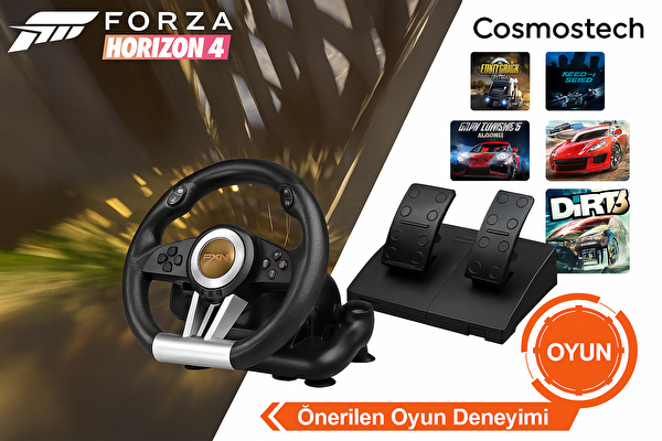 Cosmostech PXN V3 Pro Pedallı 180 Derece Yarış Oyun Direksiyonu Seti Siyah - PC PS4 Xbox Switch Uyumlu