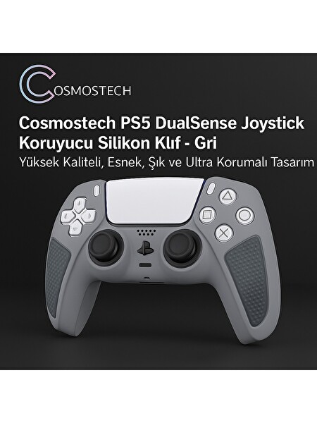 Cosmostech PS5 Dualsense Joystick Esnek Şık Ultra Koruma Koruyucu Silikon Kılıf - Gri