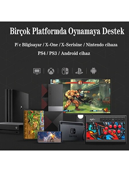 Cosmostech PXN X8 Arcade Fight Stick Joystick Dövüş Oyunları PS4-Xbox-NSwitch-PC Uyumlu Oyun Kolu