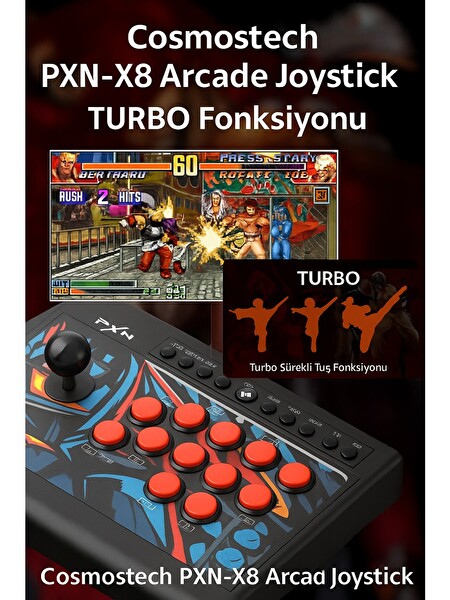 Cosmostech PXN X8 Arcade Fight Stick Joystick Dövüş Oyunları PS4-Xbox-NSwitch-PC Uyumlu Oyun Kolu