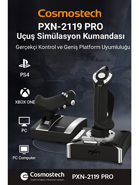 Cosmostech PXN-2119 Pro PC-Ps4-Xbox Uyumlu Titreşimli Flight Stick