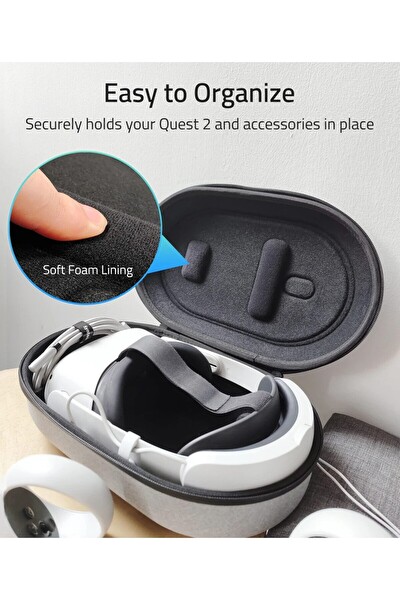 Syntech Large Sert Taşıma Çantası Meta Quest 3S 3 Oculus 2 Pico 4 Uyumlu Gri M42