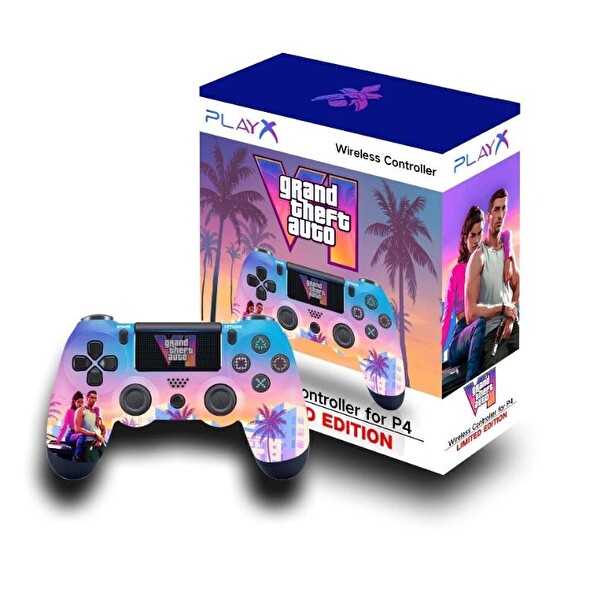 Konsol Plus PS4 Konsol Plus PS4 DualShock 4 Kablosuz GTA 6 Desenli Oyun Kolu