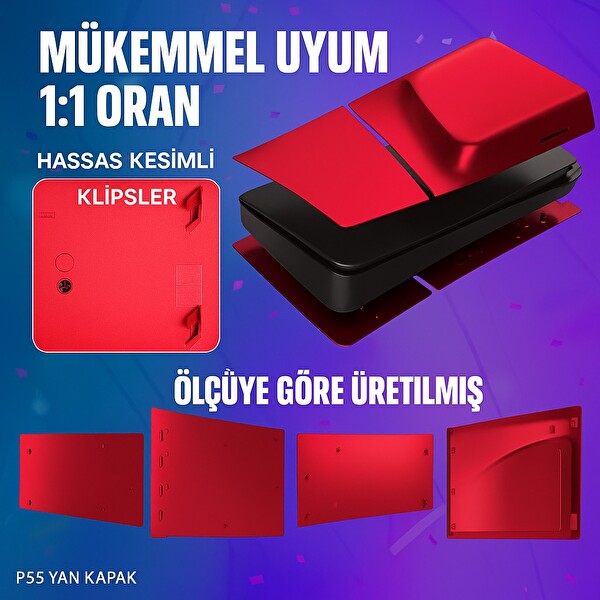Cosmostech Playstation 5 Slim Faceplate Kapak Seti - Kırmızı