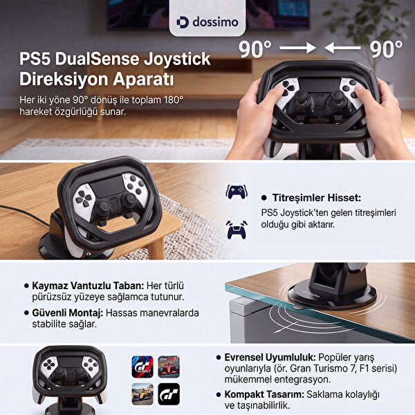 Dossimo PS5-D1 DualSense - DualSense Edge Uyumlu Yarış ve Oyun Direksiyonu