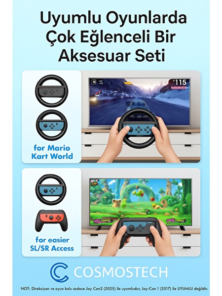 Cosmostech N.Switch Sports 24'ü 1 Arada Joy-Con 2 Uyumlu Aksesuar Kiti (İthalatçı Garantili)