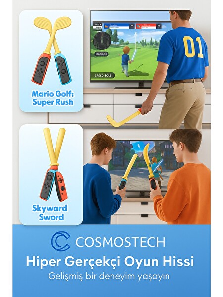 Cosmostech N.Switch Sports 24'ü 1 Arada Joy-Con 2 Uyumlu Aksesuar Kiti (İthalatçı Garantili)