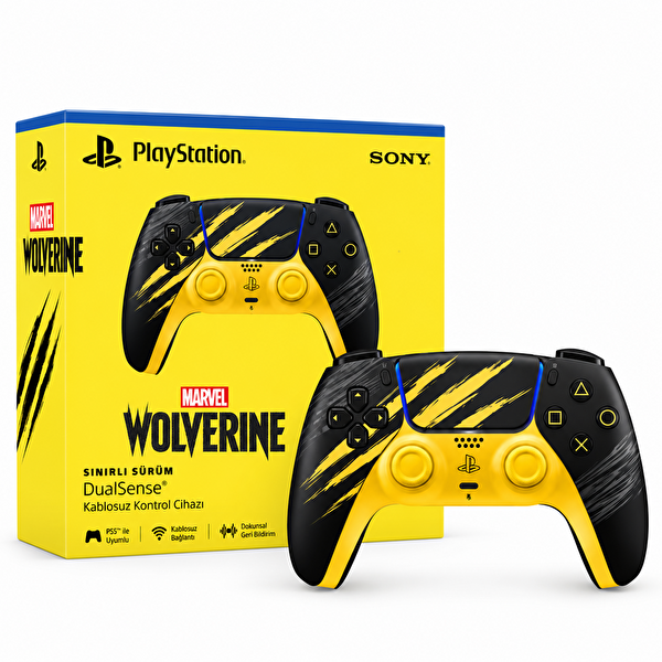 Sony PS5 DualSense Marvel's Wolverine Limited Edition Kablosuz Oyun Kolu Siyah Sarı (İthalatçı Garantili)