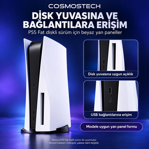 Cosmostech PS5 Fat CD Edition CS5-020 Konsol Koruyucu Kapak Seti Yan Panel Faceplate Beyaz (İthalatçı Garantili)