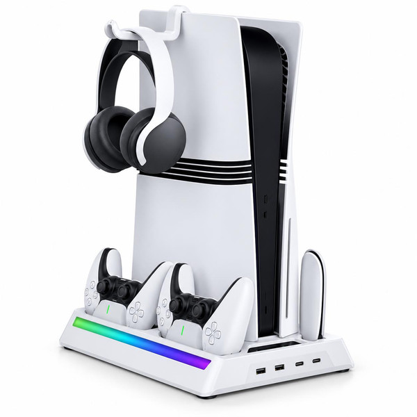 Cosmostech Play X CS-67 PS5 Pro Slim Standart Kasa Soğutuculu Stand DualSense Şarj İstasyonu Kulaklık Askısı (İthalatçı Garantili)