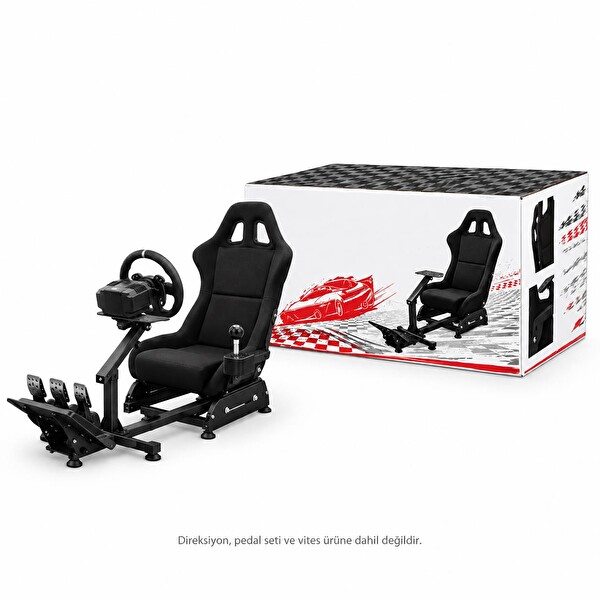 Cosmostech Play X CS-090 Yarış Simülatörü Kokpit ve Yarış Koltuğu – Ayarlanabilir Direksiyon Pedal Standlı Sim Racing Gaming Cockp