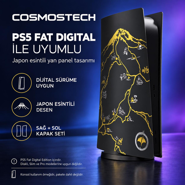 Cosmostech CS5-026 PS5 Fat Dijital Sürüm Uyumlu Konsol Koruyucu Yan Panel Seti