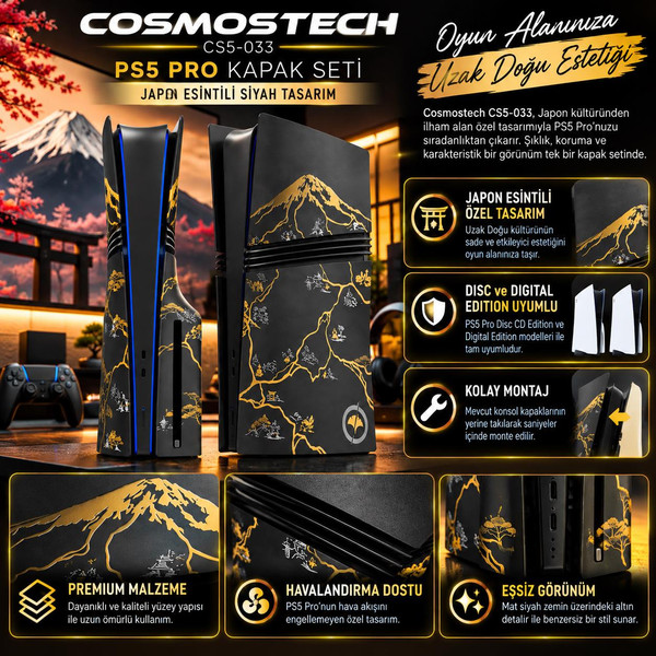 Cosmostech CS5-033 PS5 Pro CD Disc ve Digital Edition Uyumlu Konsol Kapak Seti (İthalatçı Garantili)