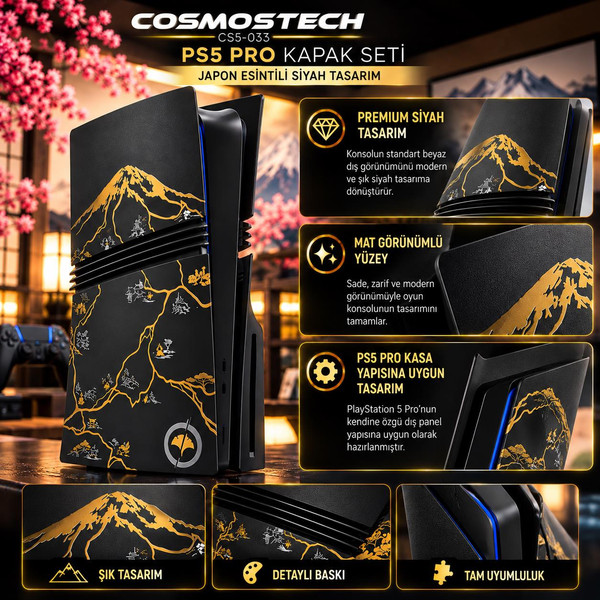 Cosmostech CS5-033 PS5 Pro CD Disc ve Digital Edition Uyumlu Konsol Kapak Seti (İthalatçı Garantili)