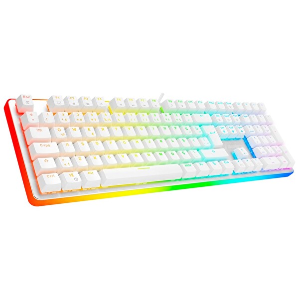 GameBooster GB-G918B-WH Fire Storm RGB Blue Switch Mekanik Beyaz Oyuncu Klavyesi
