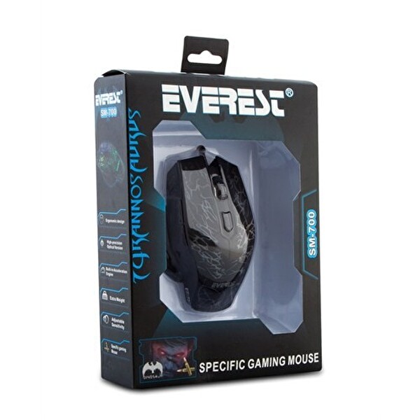 Everest SM-700 Kablolu Siyah Oyuncu Faresi
