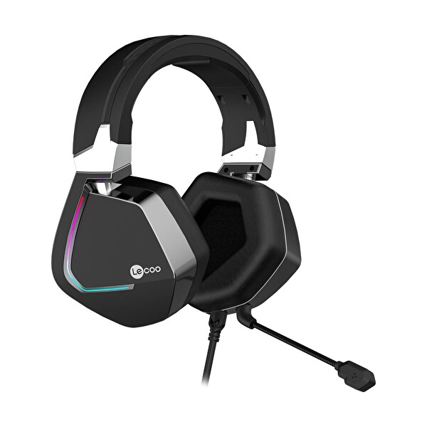 Lecoo HT402 Surround 7.1 Mikrofonlu RGB Kulak Üstü Siyah Oyuncu Kulaklığı