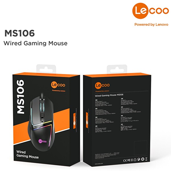 Lecoo MS106 RGB Siyah Gaming Oyuncu Mouse