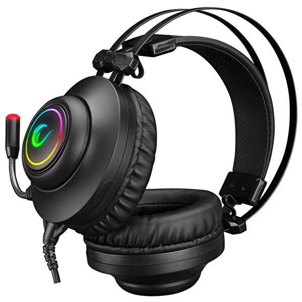 Rampage RM-K1 Pulsar USB 7.1 Surround+Titreşim RGB Işık Efektli Mikrofonlu Siyah Oyuncu Kulaklığı