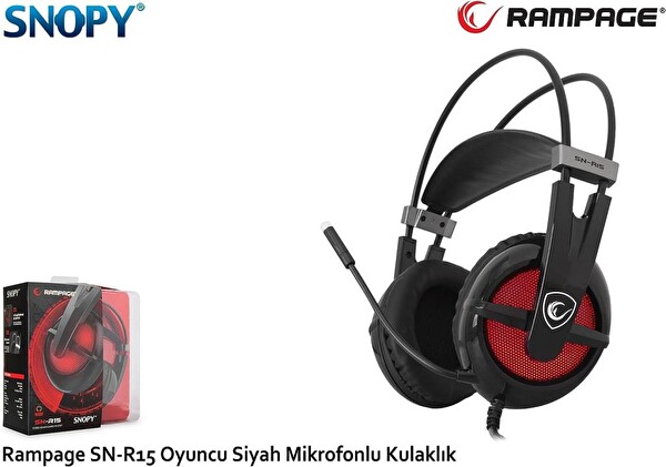 Snopy Rampage SN-R15 Mikrofonlu Kulak Üstü Siyah Oyuncu Kulaklığı