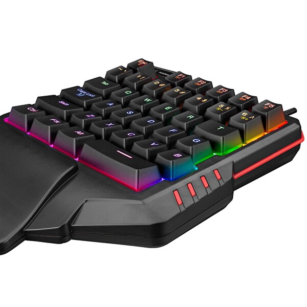 Rampage Miracle K1 USB LED Aydınlatmalı Q 35 Tuşlu Siyah Mini Gaming Klavye