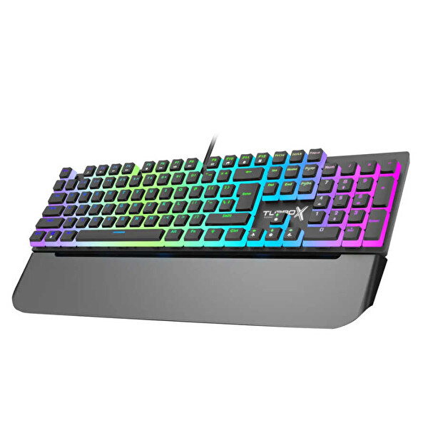 Turbox TR-MK10PD Gaming Mekanik Pudding Tuş Bilek Destekli Blue Switch Siyah Mekanik RGB Oyuncu Klavyesi
